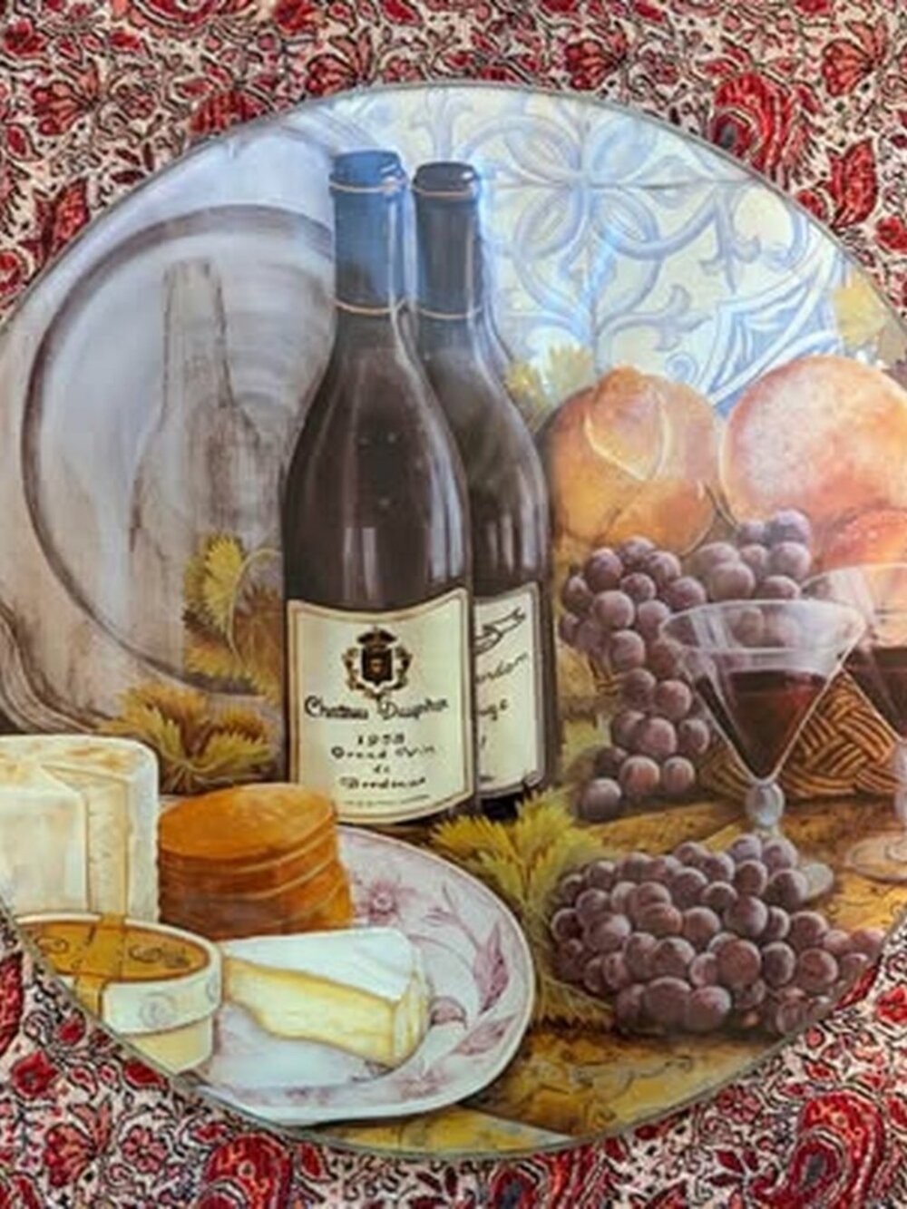 Round Glass Wine and Cheese Cutting Board